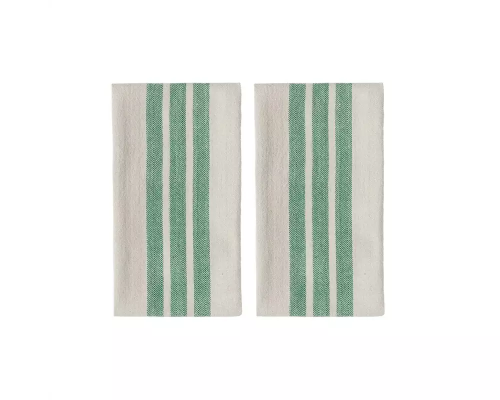 OYOY Geschirrtuch-Set Linu 2 Stück, Beige/Grün