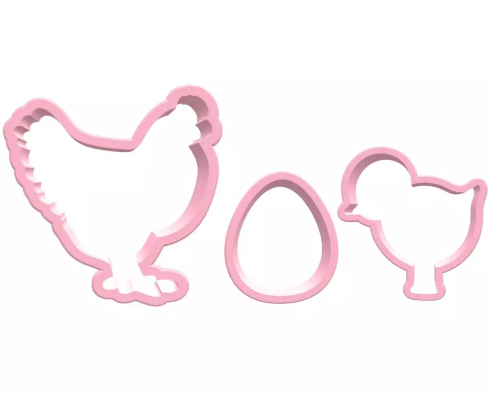 BackshopSchweiz Guetzli-Ausstecher Set Huhn und Küken Rosa