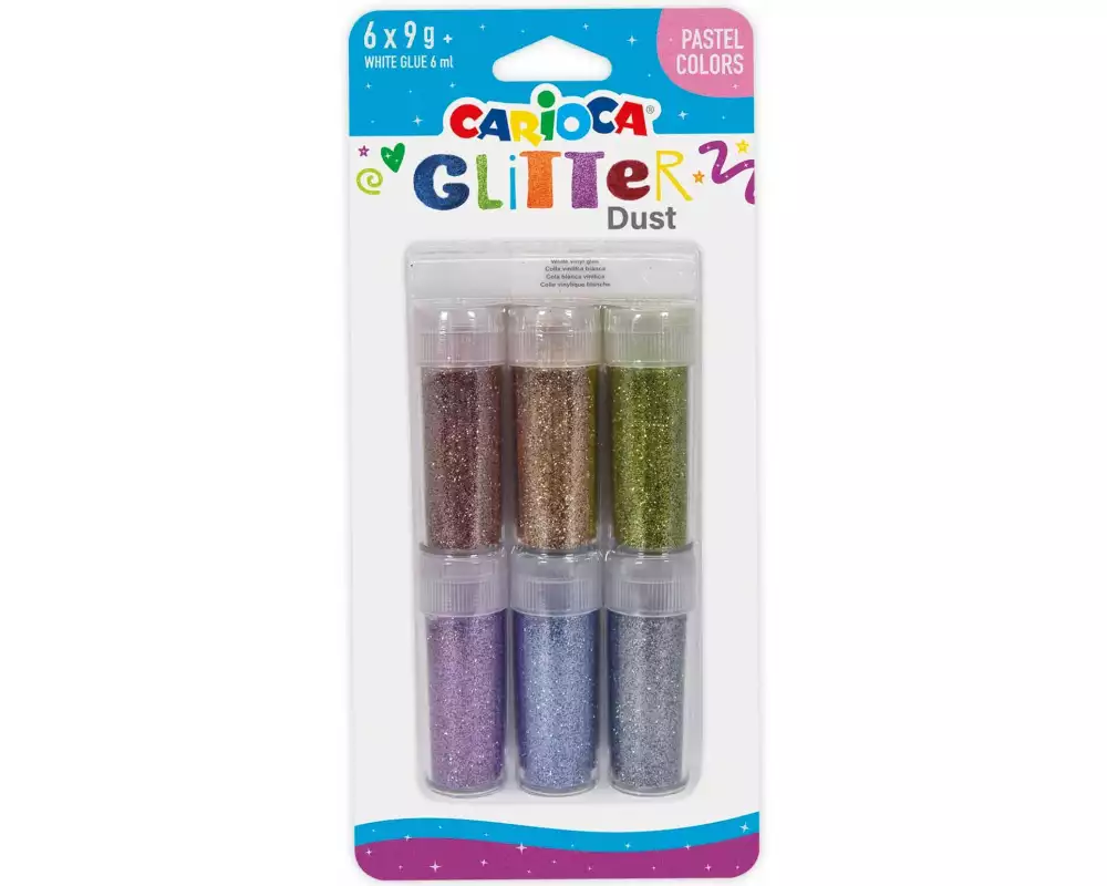 Carioca Glitzerstaub Pastell 6 x 9 g, mehrfarbig