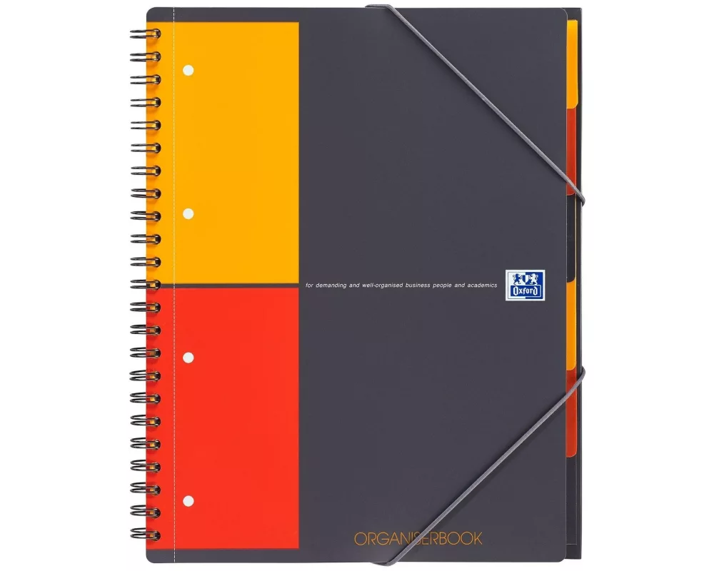 Oxford Notizheft International Organiserbook, A4 +, Kariert, Grau