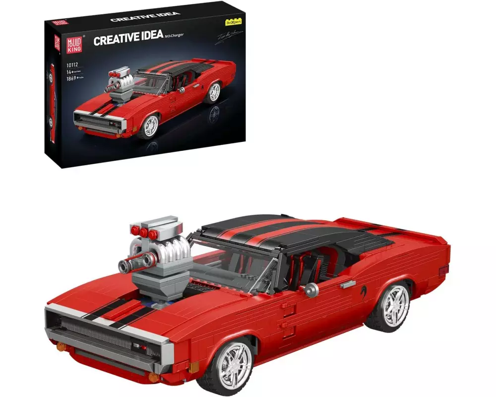Mould King Muscle Car Charger Auto-Fans Massstab 1:12 Rot-Schwarz