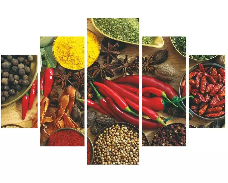 Wallxpert Bild Zauber der Gewürze 5-teilig, 92 x 56 cm