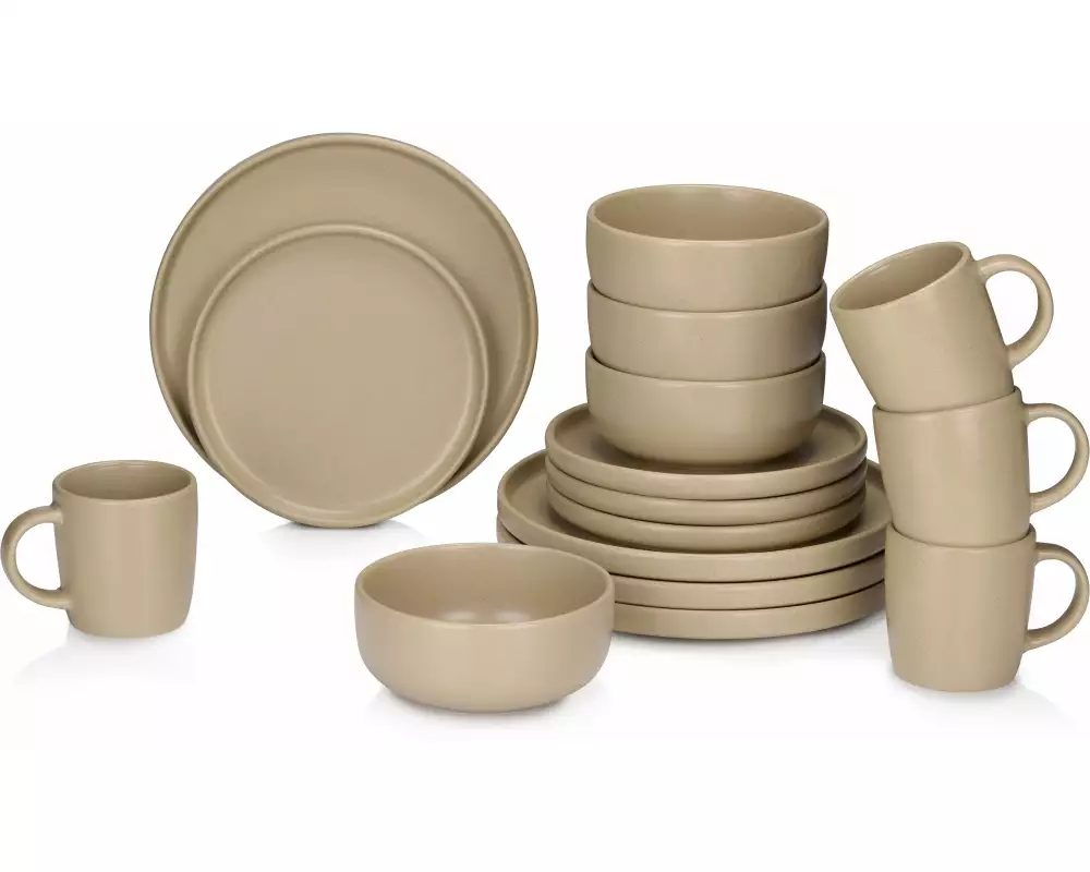 alpina Speise-Service Geschirrset Beige, 16-teilig