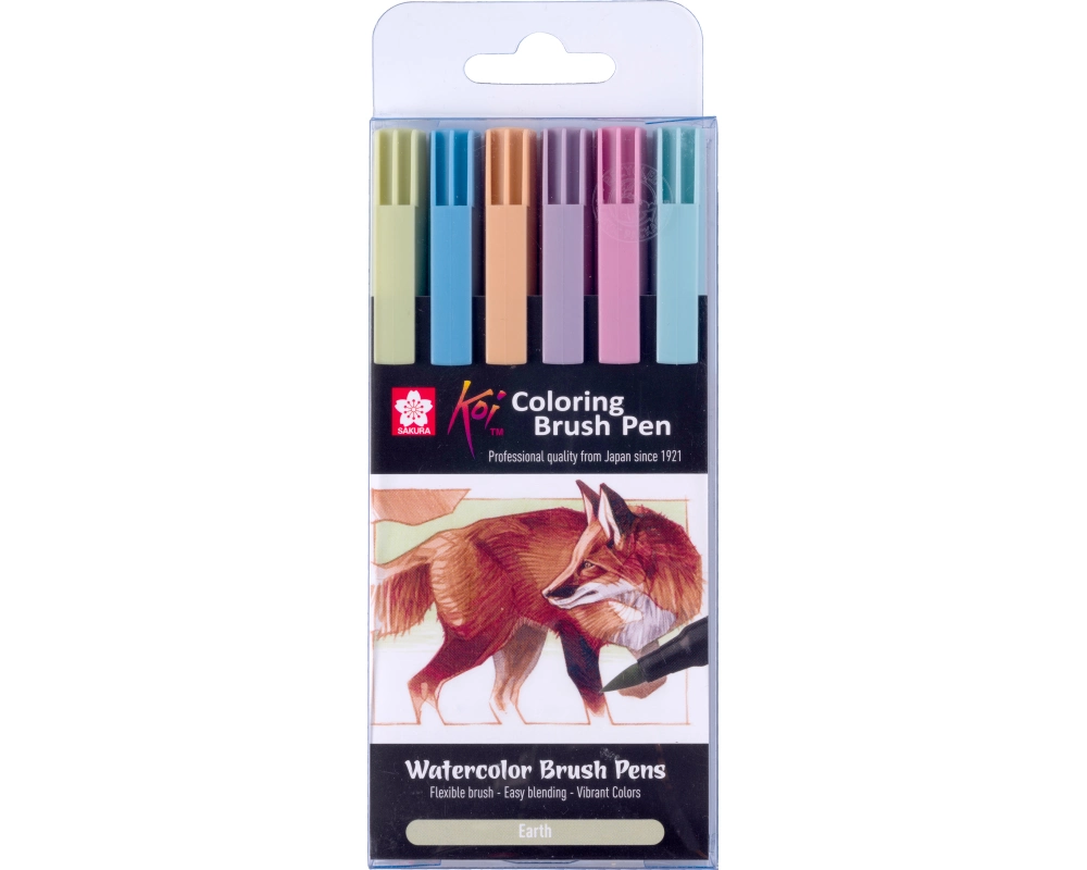 SAKURA Brush Pen Koi POXBR6H Earth Set 6 Stück
