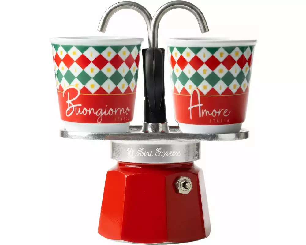 Bialetti Espressokocher Mini Express, Italia Damier, 2 Tassen