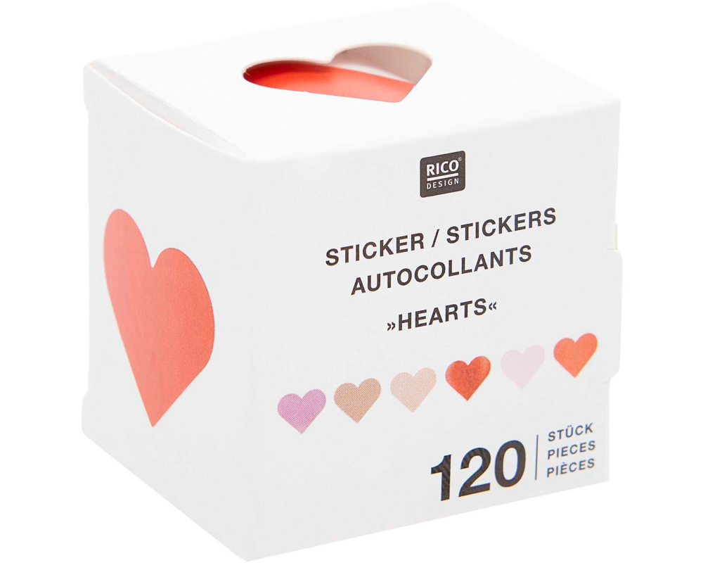 RICO DESIGN Sticker Herzen 0 holografhisch 120 Stück