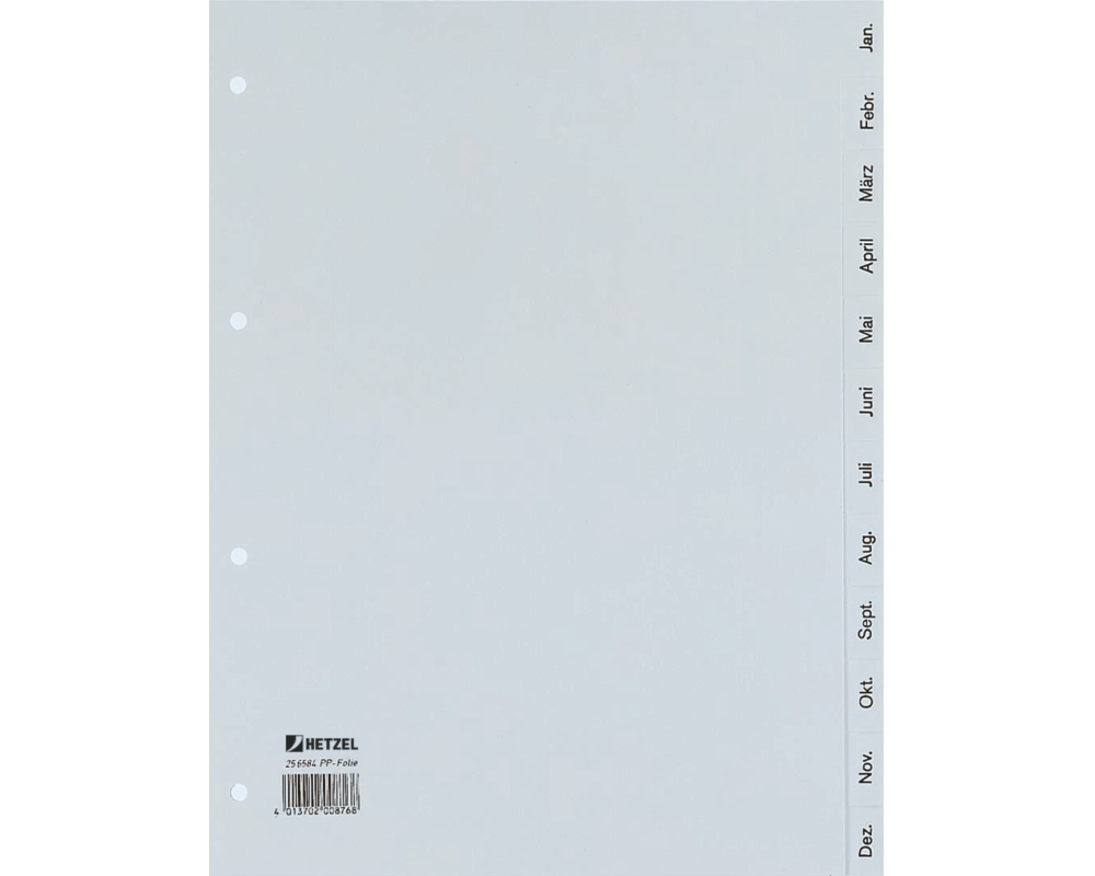 HETZEL Register PP A4 25271481 grau 1-20