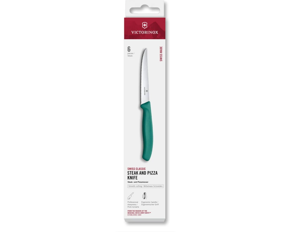 Victorinox Steak-Pizzamesser-Set Swiss Classic, 11 cm, Grün, 6 Stück