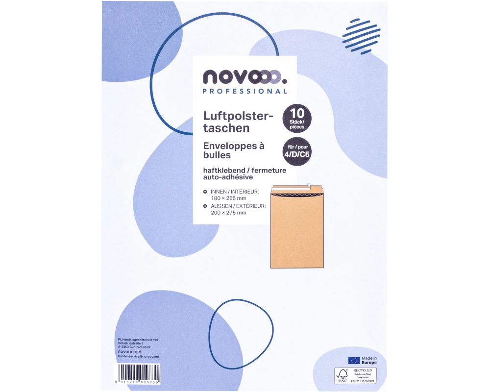 NOVOOO Luftpolstertasche Recycled E-1712124 braun, 180x265mm 10 Stück