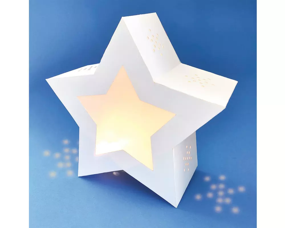 URSUS Laternen-Bastelset Twinkle Star Stern Fotokarton weiss