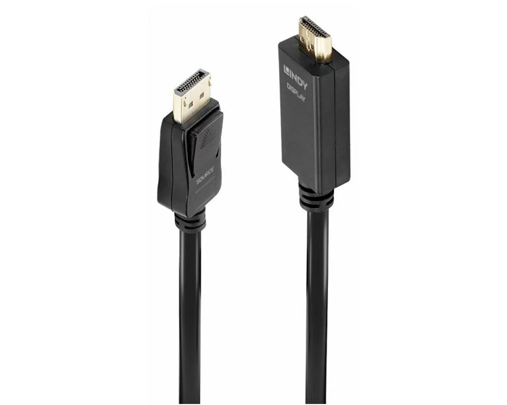 LINDY Video Cable, DP 1.2, DP-HDMI M-M, 3m, black, 4K30, DP Passive