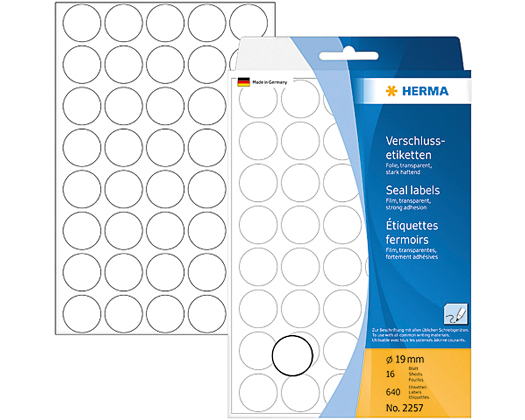 HERMA Verschlussetiketten 19mm 2257 transparent 640 Stück