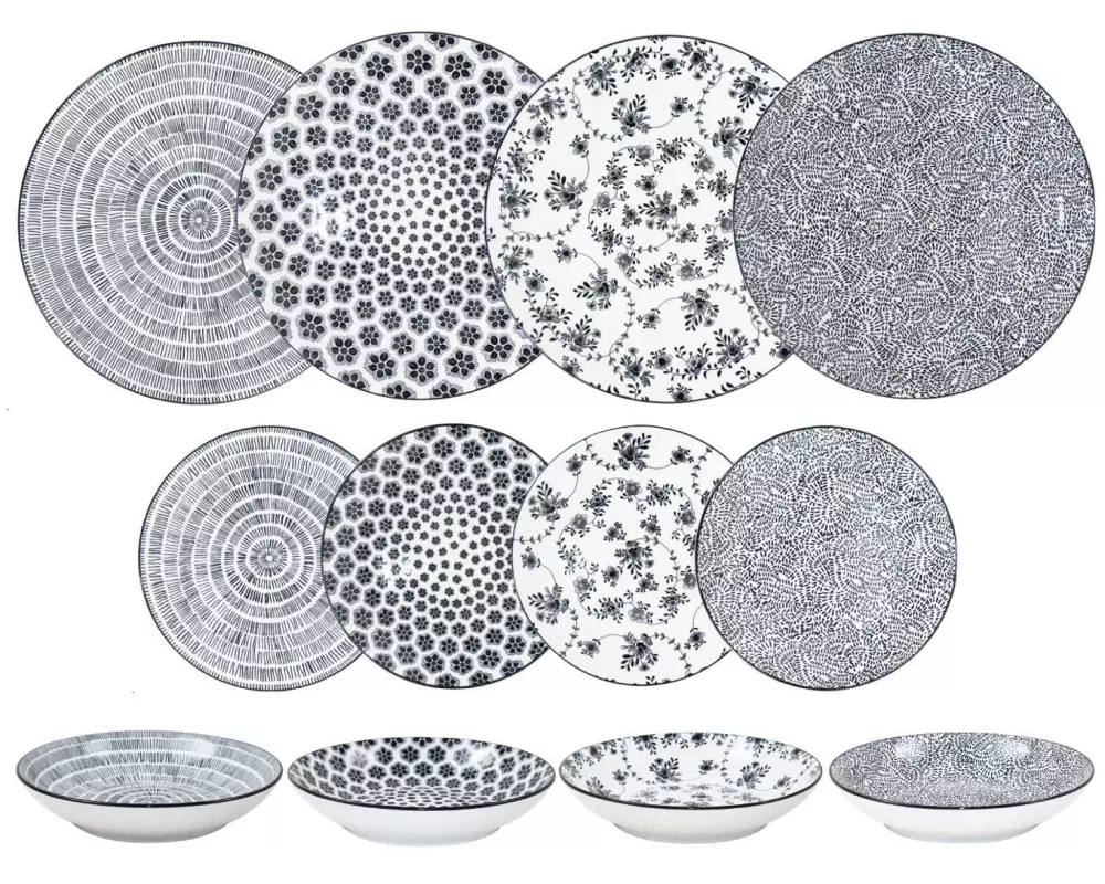 Ibili Teller-Set Armonia 19+20+26.80 cm 12 Stück, Schwarz