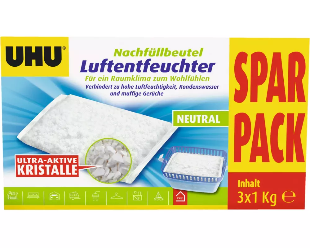 UHU Luftentfeuchter 3 x 1 kg