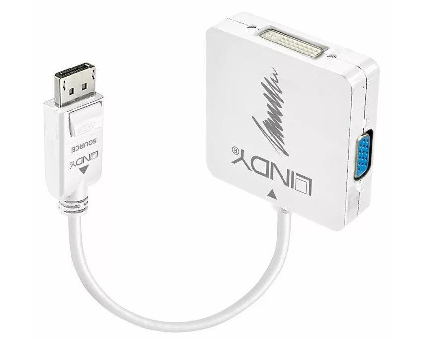LINDY Video Adapter, DP 1.2, DP-HDMI/DVI/VGA M-F, black, 4K30