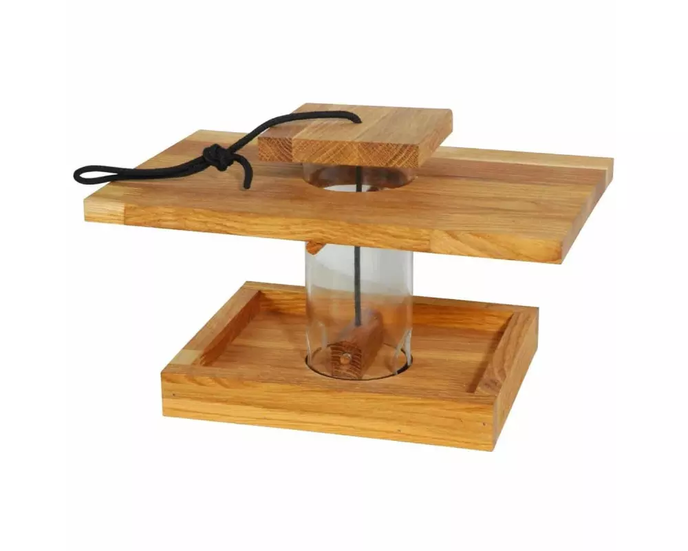 dobar Futterspender mit Acrylglas-Silo, 25 x 18 x 16.5 cm, Holz