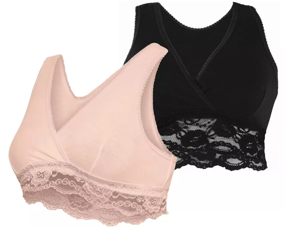 Carriwell Still-BH mit Spitzen Schwarz + Nude, L