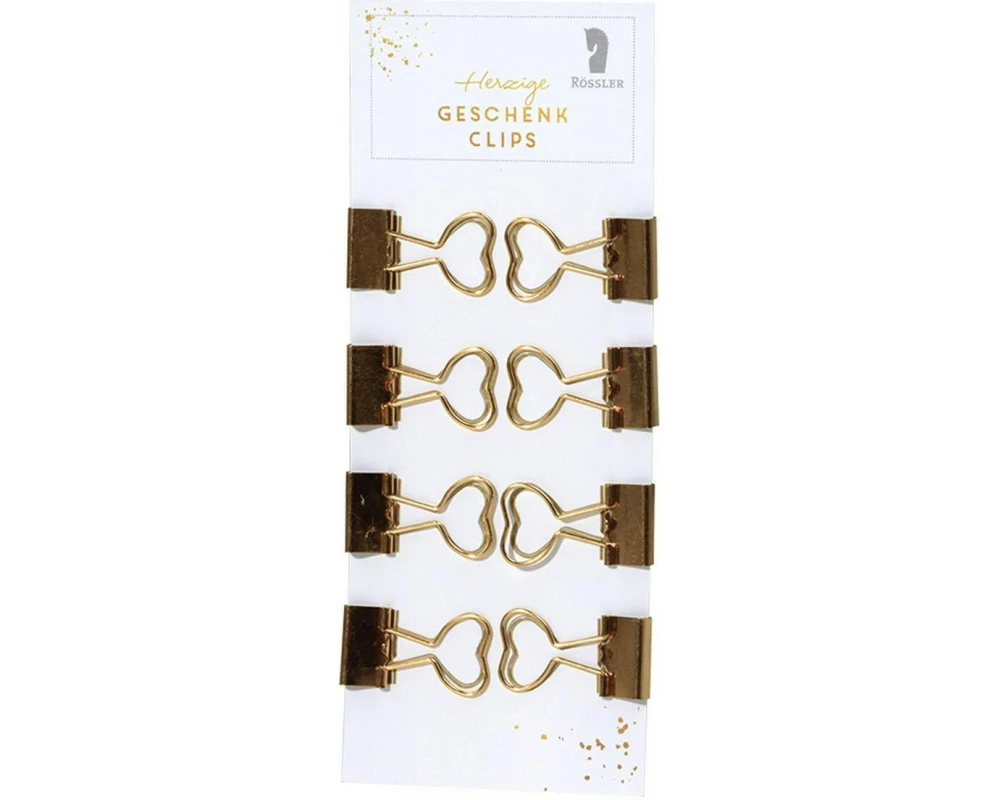 Rössler Geschenk Clips mit Herz 8 Stück, Gold