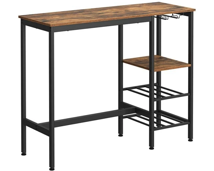 VASAGLE Bartisch Industrial 40 x 90 cm, Braun/Schwarz