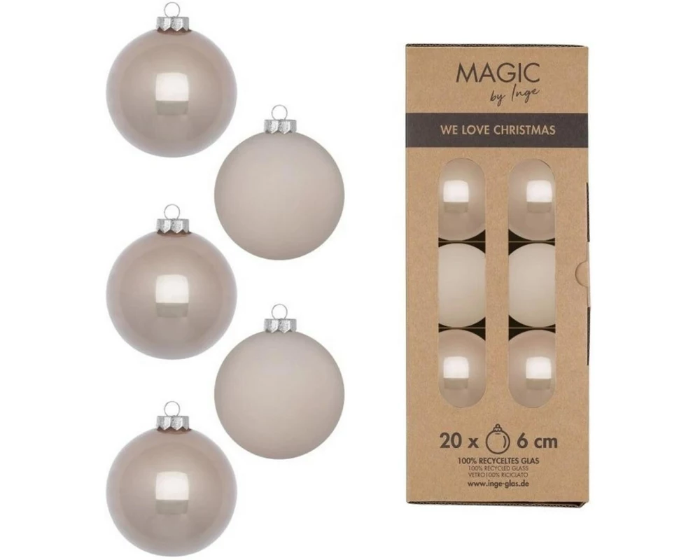 INGES CHRISTMAS DECOR Weihnachtskugel Fine Alabaster 20 Stück, Beige