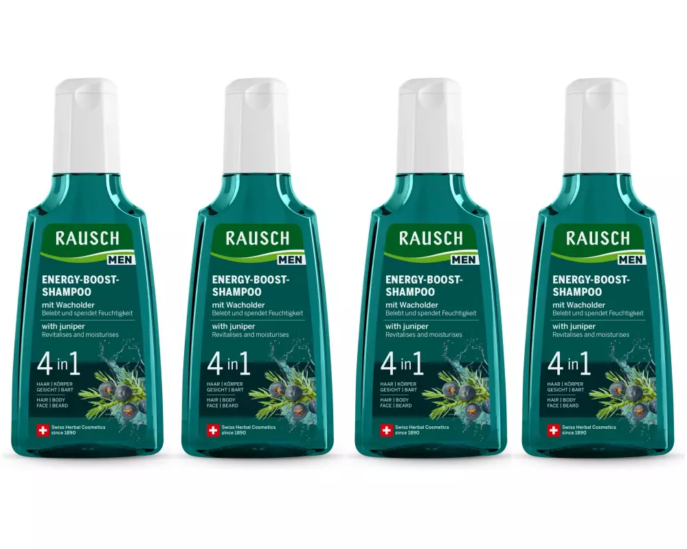 RAUSCH Shampoo Energy-Boost-Shampoo mit Wacholder 4 x 200 ml