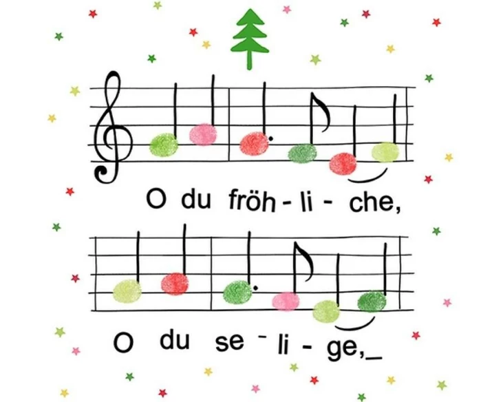 Braun + Company Weihnachtsservietten Weihnachtsnoten Weiss, 20 Stück