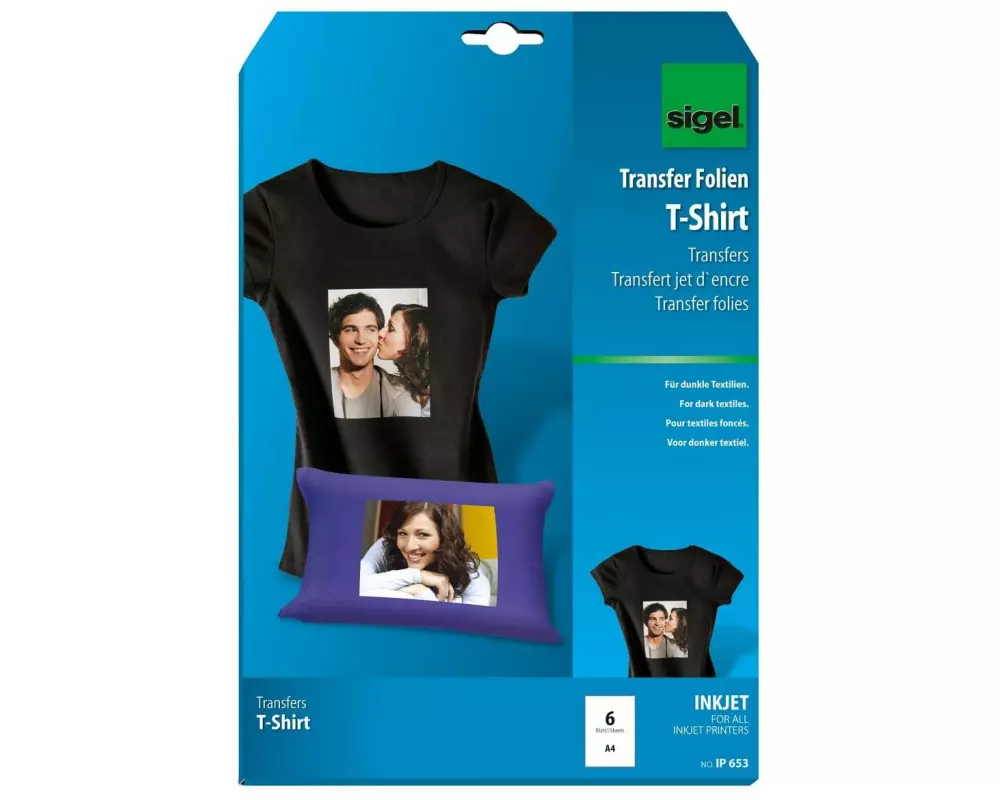 Sigel Transferfolie für dunkle Textilien, A4, Mehrfarbig