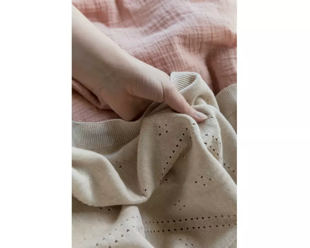 Bibs Babydecke Pointelle Bio-Baumwolle, Elfenbein, 100 x 70 cm