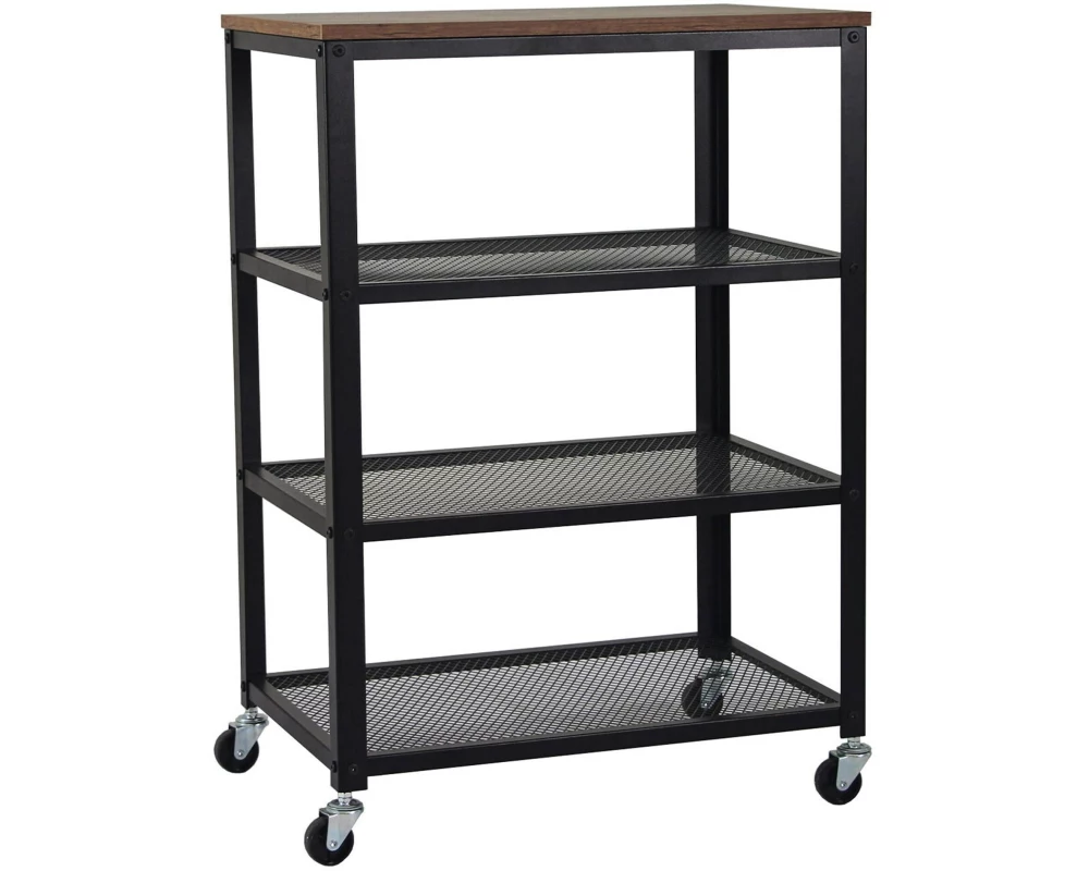 relaxdays Küchenwagen im Industrial-Design 85 x 60 x 40 cm Schwarz