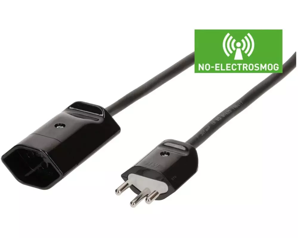Max Hauri Verlängerung 3G1.0 3m schwarz geschirmt Typ 12 / Typ 13