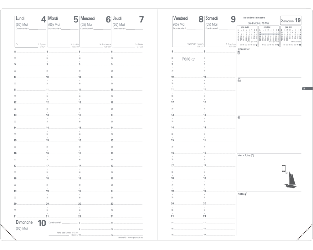QUO-VADIS Ersatzinhalt Ministre 2026 015007Q 1W/2S Impala/Club FR 16x24cm
