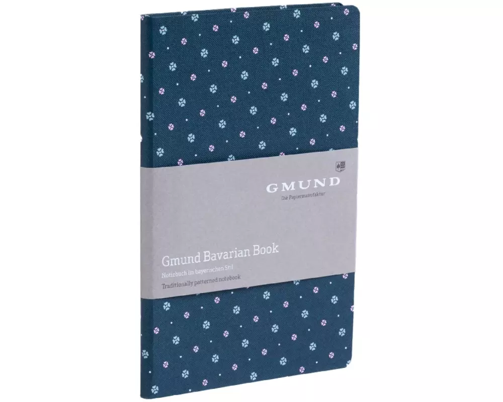 Gmund Notizbuch Bavarian Blumen 13.5 x 20.3 cm, Dot, Dunkelblau