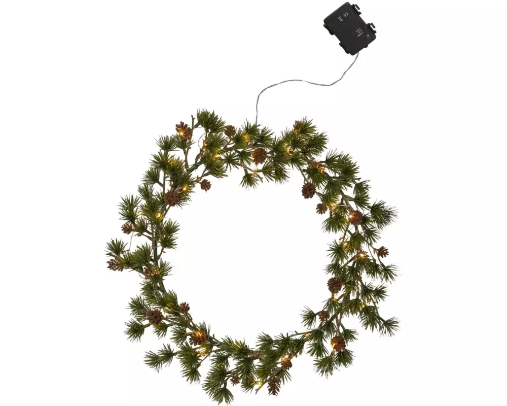 Star Trading LED-Weihnachtskranz Larix, Ø 40 cm, Grün