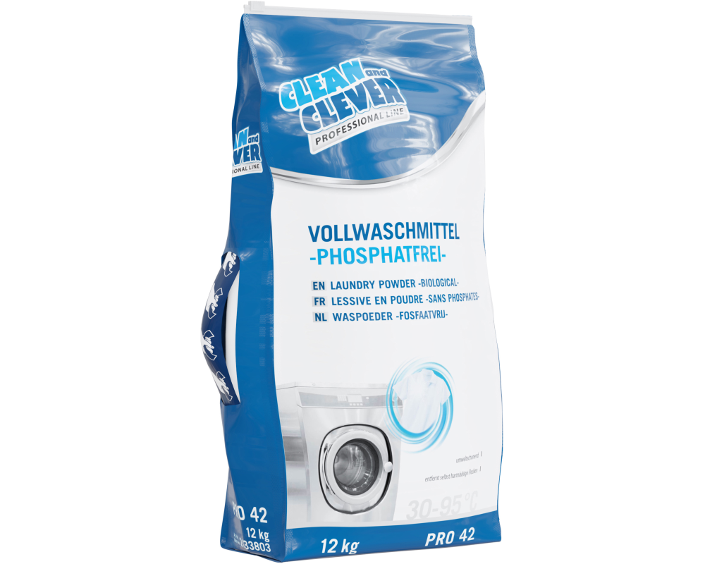 CLEAN AND CLEVER Vollwaschmittel PRO42 12kg 32880 Phosphatfrei