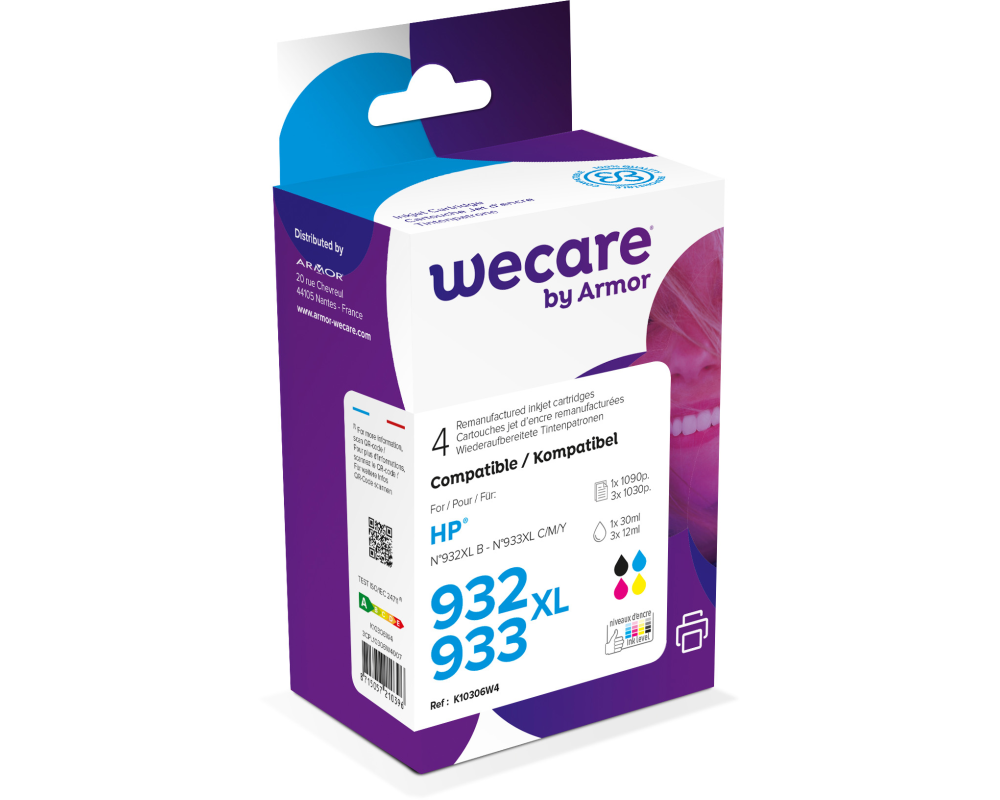 WECARE Multi 932XL/933 rebuilt CMYBK C2P42AEWE z.HP OfficeJet 6700 30/3x12ml