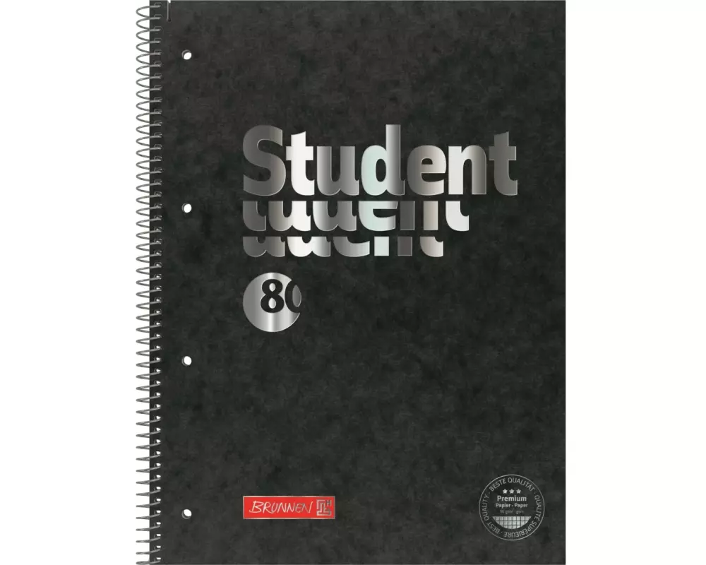 Brunnen Collegeblock Premium Fact A4, Kariert, Schwarz