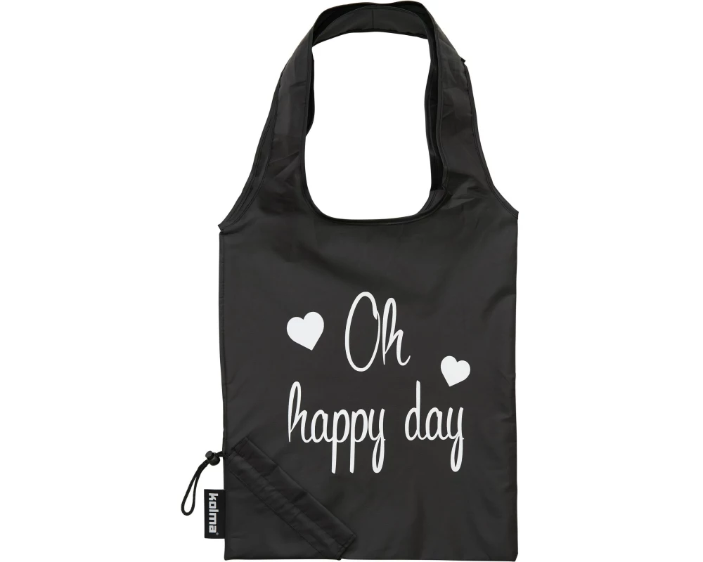 Kolma Einkaufstasche RPET «Oh happy day» Schwarz