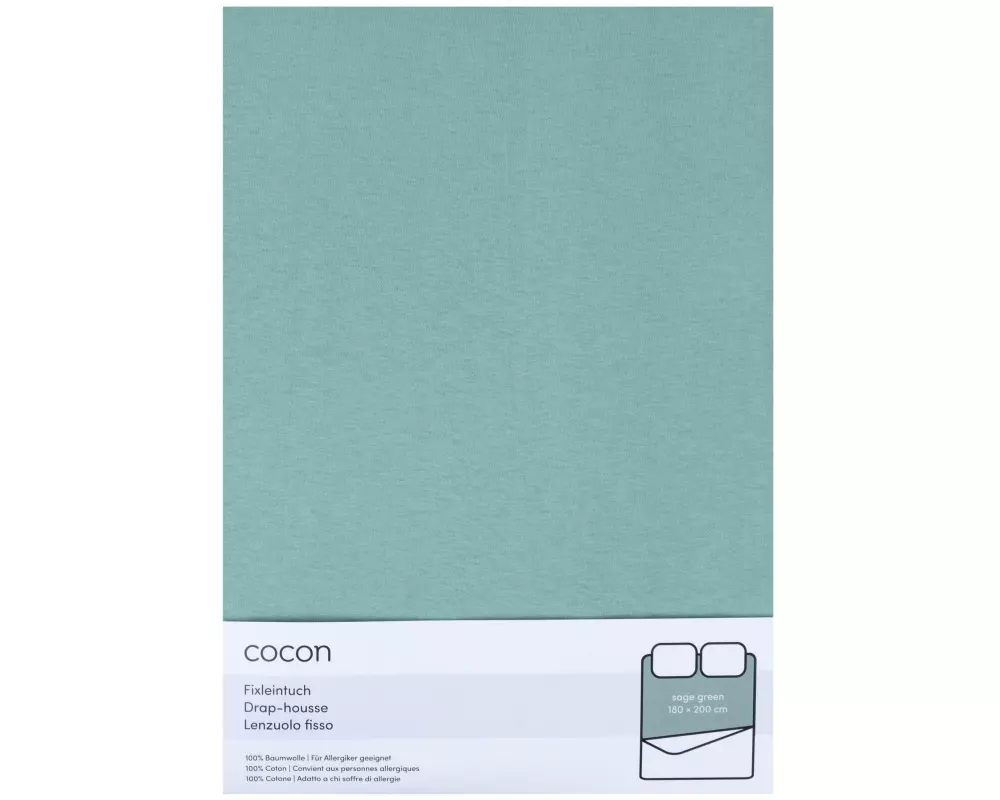 COCON Fixleintuch Jersey 180-200 x 200 cm, Salbeigrün