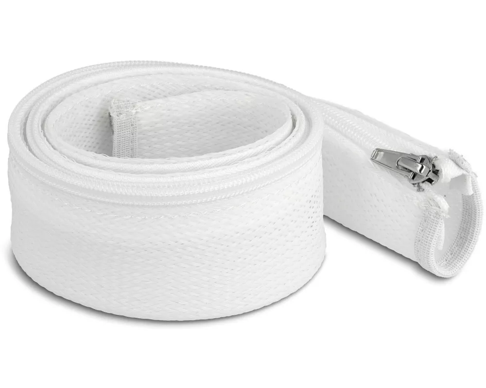 Delock Geflechtschlauch mit Reissverschluss 1 m x 50 mm Weiss