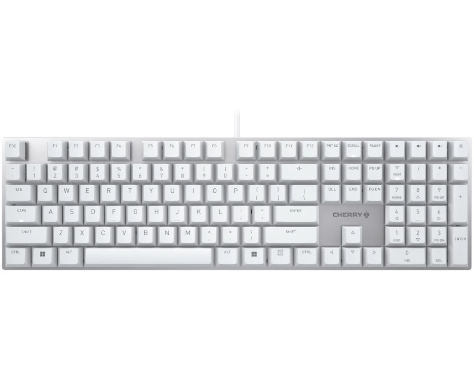 CHERRY KC 200 MX Tastatur Universal USB QWERTY Englisch Silber, Weiß