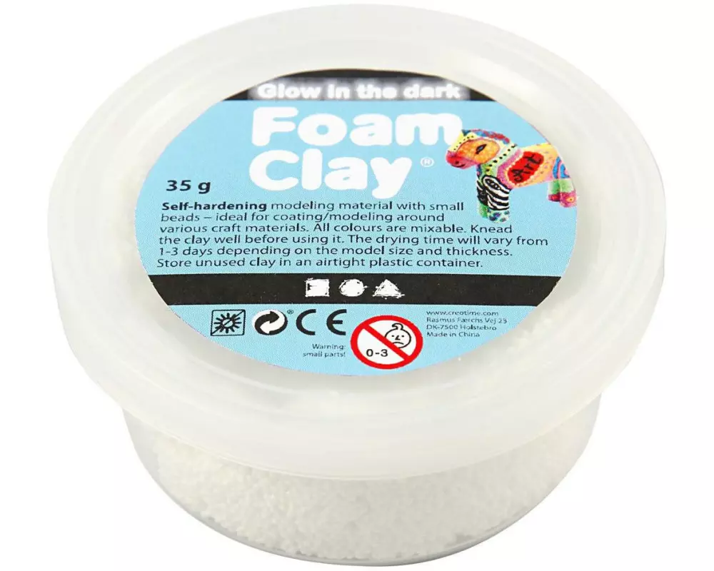 Creativ Company Modelliermasse Foam Clay 35 g Fluoreszierend Weiss