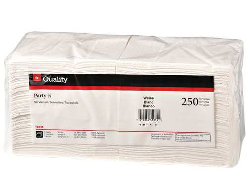 QUALITY Servietten Party 24x24cm 992570 weiss 250 Stück