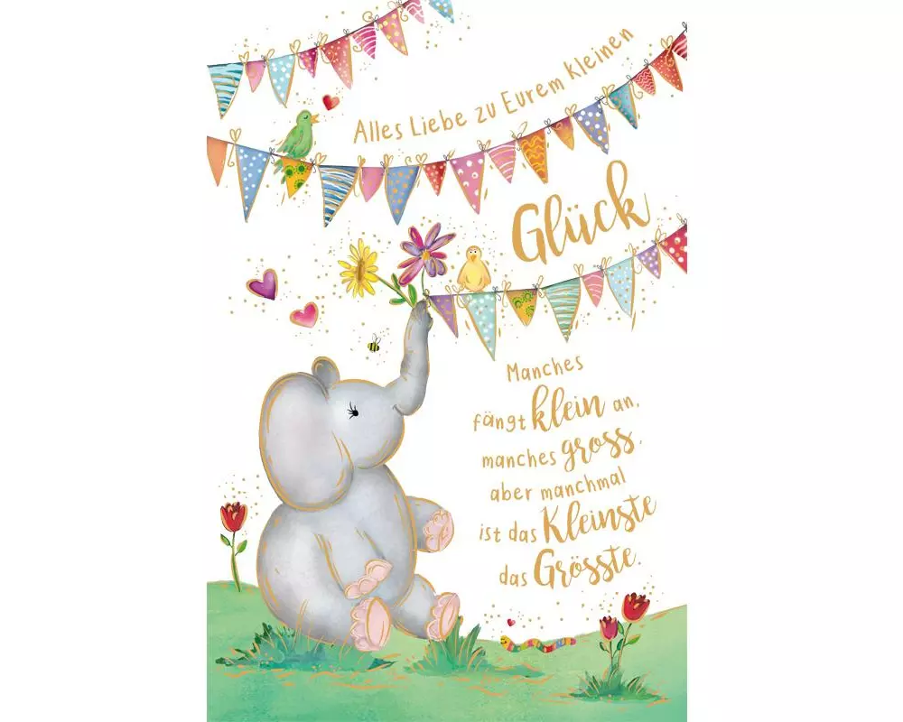 ABC Glückwunschkarte Spielender Elefant B6