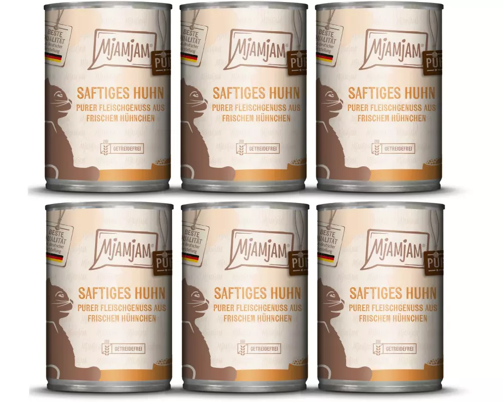 Mjamjam Nassfutter Dose Huhn pur, 6 x 400 g
