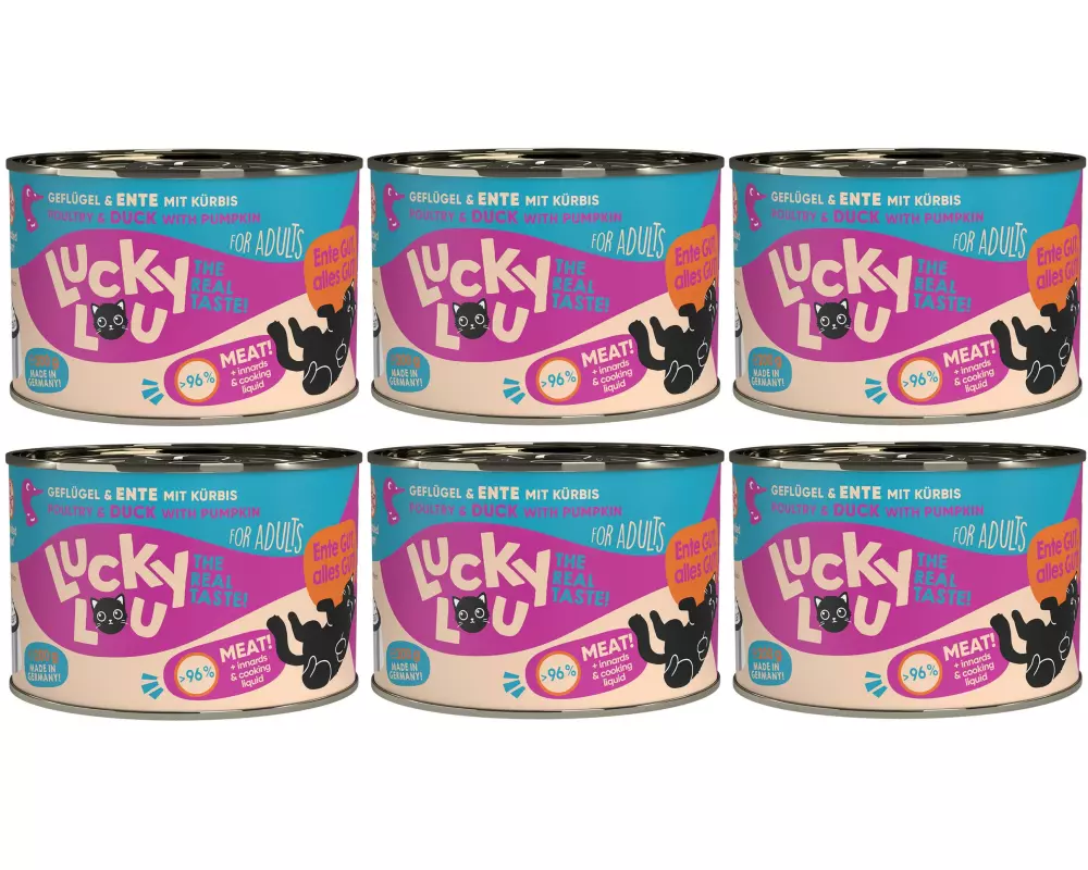 Lucky Lou Nassfutter Lifestage Adult Geflügel & Ente, 6 x 200 g