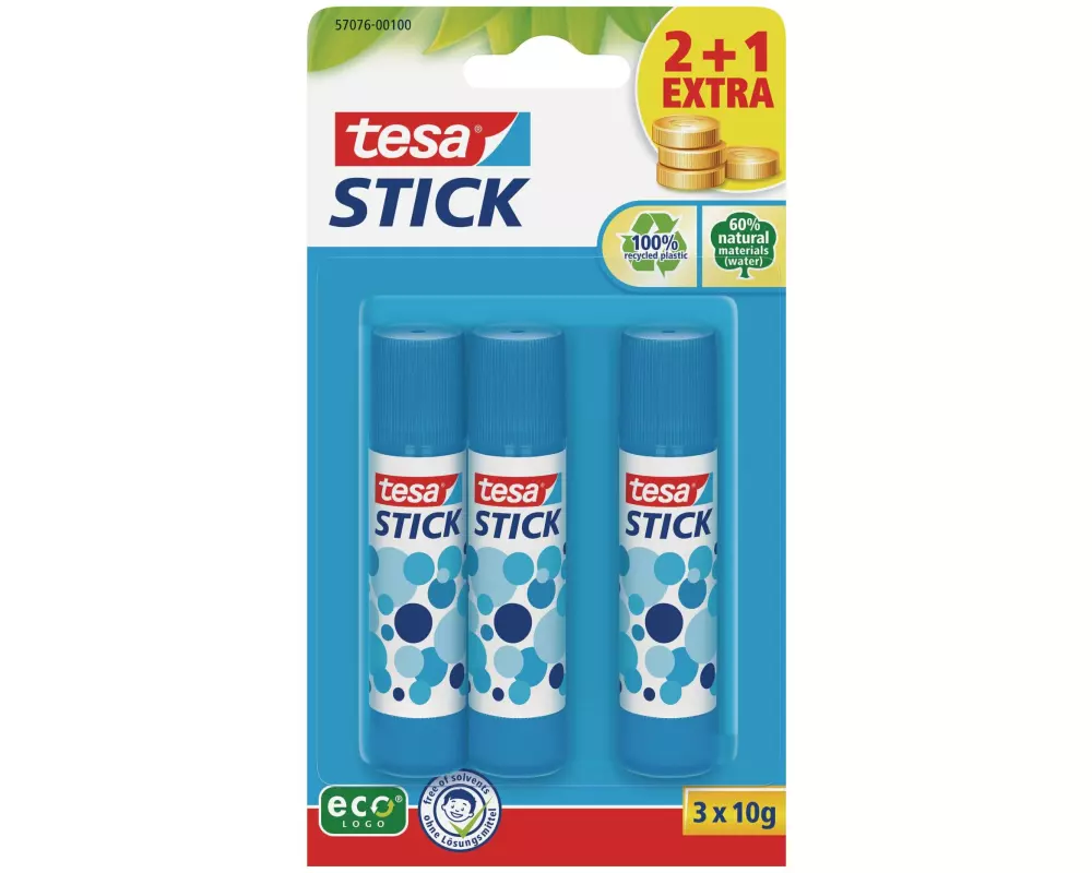 tesa Klebestift-Set ecoLogo 3 Stück, Blau