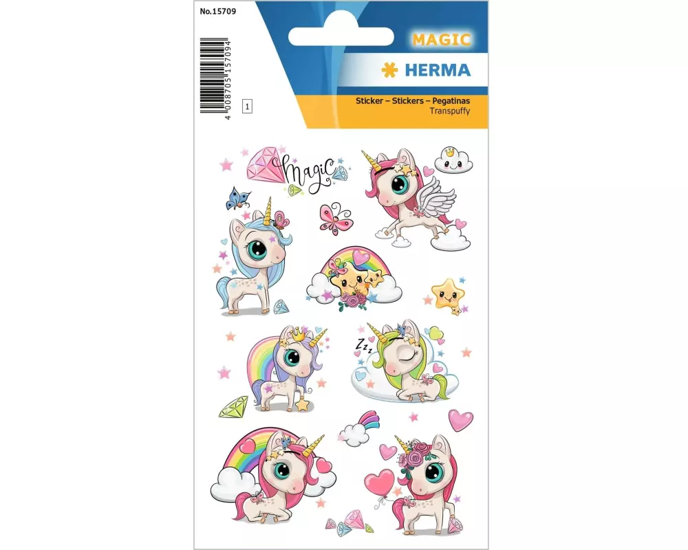 Herma Stickers Motivsticker Magic Einhorn 10 Stück Mehrfarbig