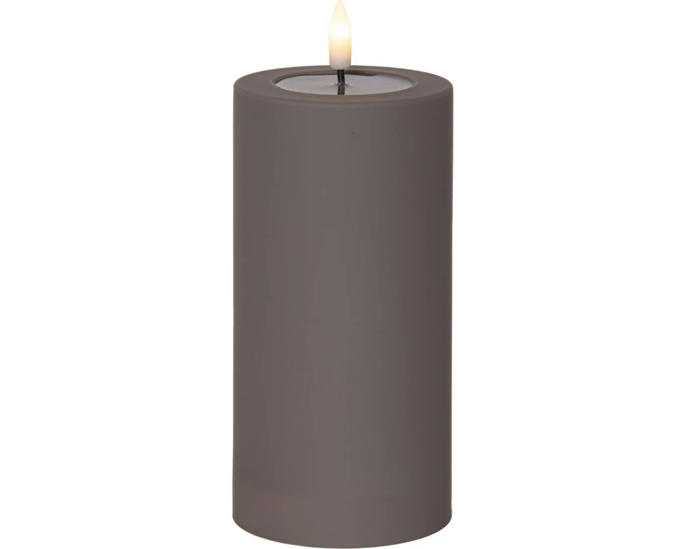 Star Trading LED Pillar Kerze Flamme Soft Indoor, 17.50 cm, Braun