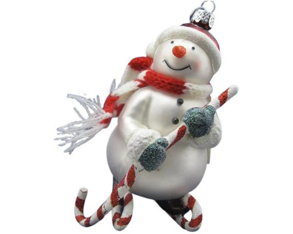 creanorm Weihnachtskugel Schneemann mit Schlitten Mehrfarbig