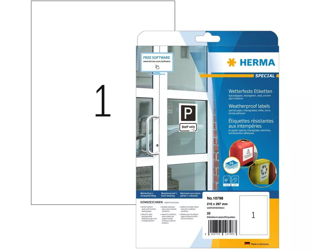 HERMA Outdoor-Etiketten 210 x 297 mm, 20 Blatt